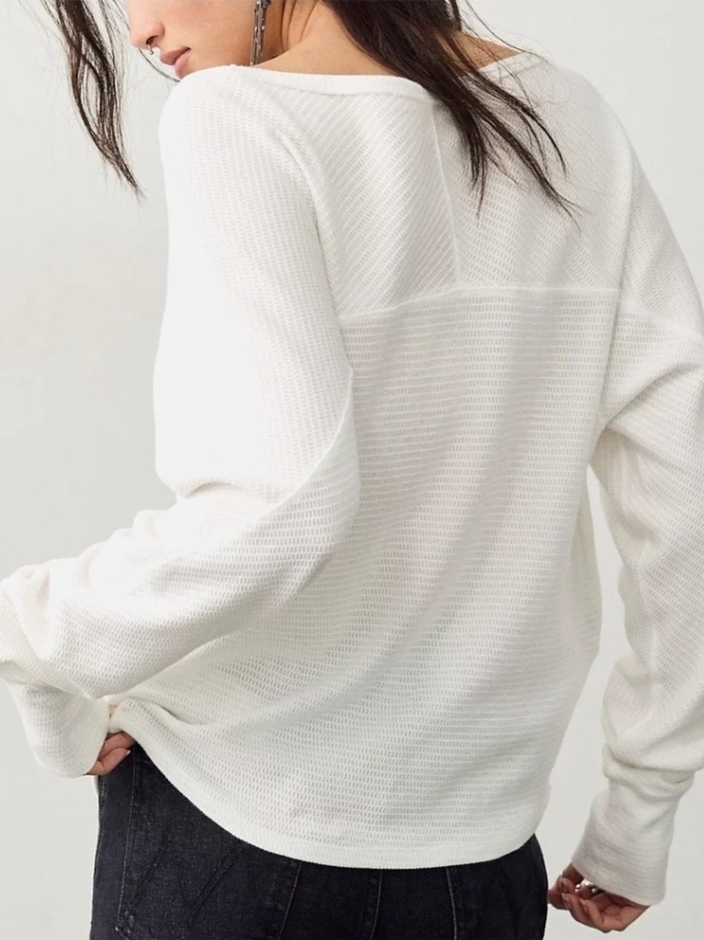 NWT Free People We The Free Jess Long Sleeve Thermal Top Clean Ivory Small